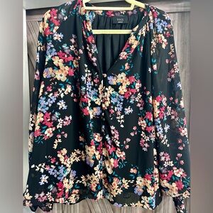 Vici black floral blouse (M)